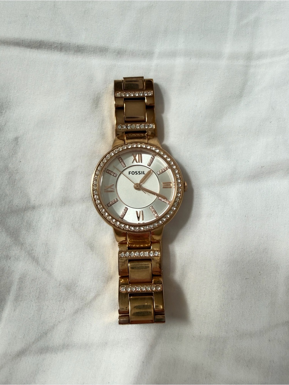 Fossil Rose Gold Crystal Accent Watch | Elegant Bracelet Style Watch